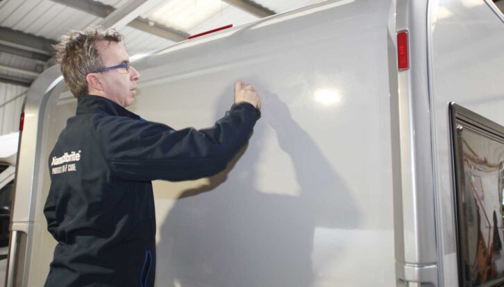 The caravan being coated