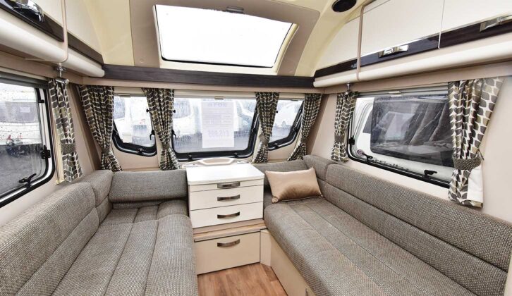 The parallel settees in the lounge