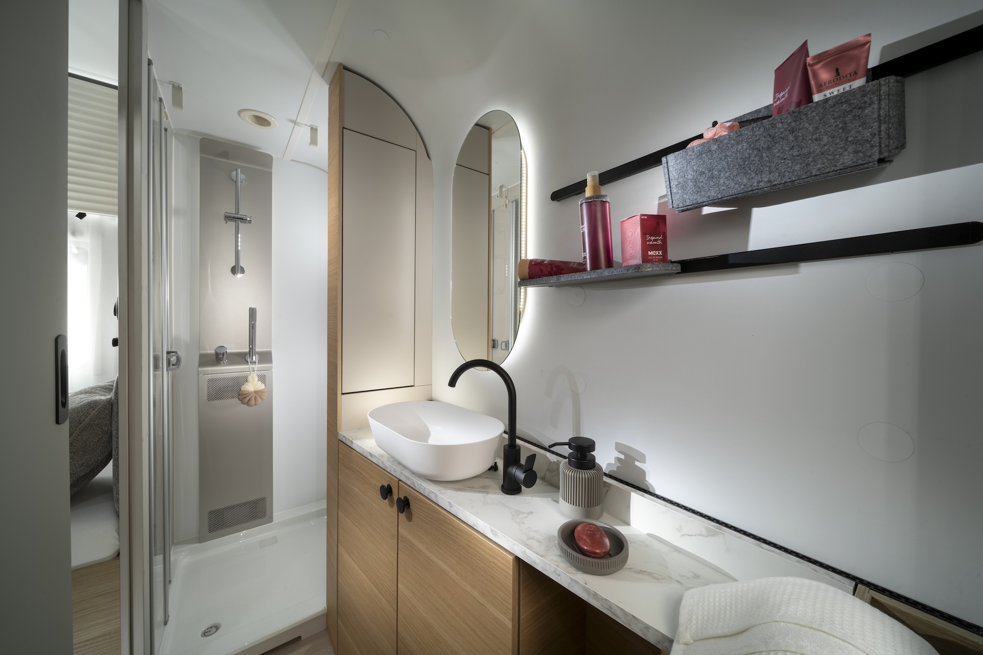 Image of an Adria Adora caravan washroom