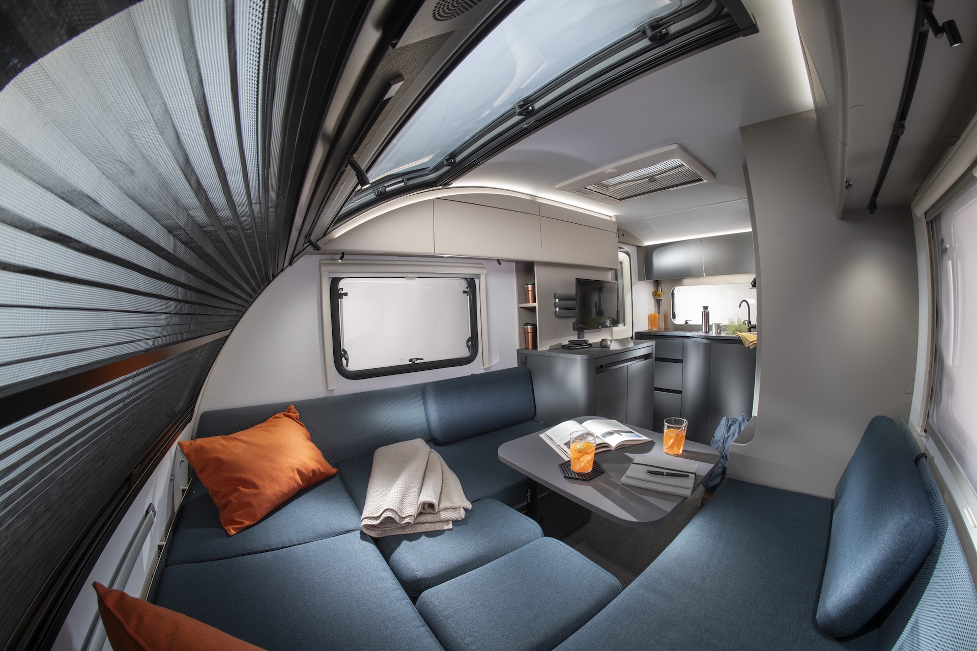 Interior of an Adria Action caravan