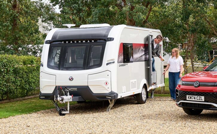 The Coachman Laser 480 Xtra pitched up at Back of Beyond
