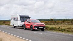The Volkswagen Tiguan towing the Laser 480 Xtra