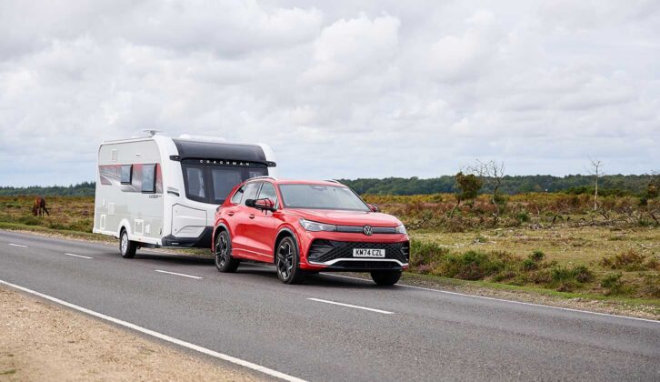 The Volkswagen Tiguan towing the Laser 480 Xtra