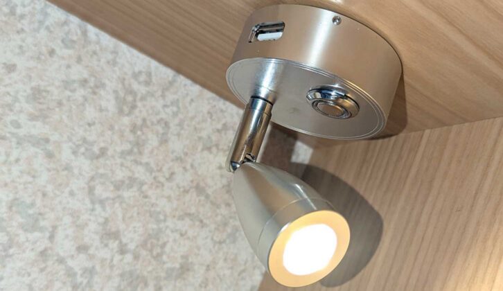 One of the LED lights switched on