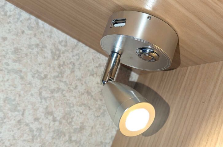 One of the LED lights switched on