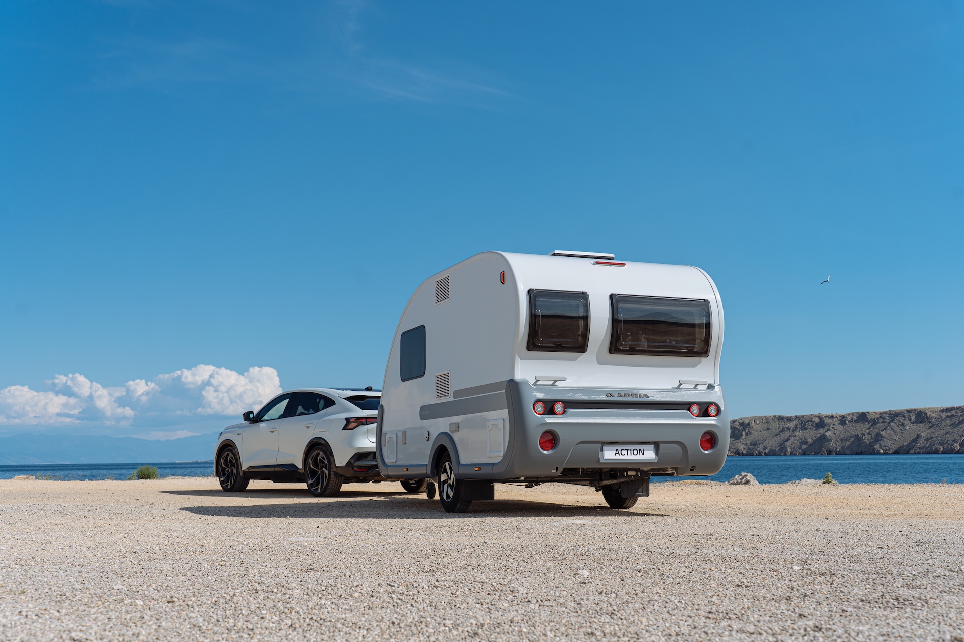 Exterior of an Adria Action caravan