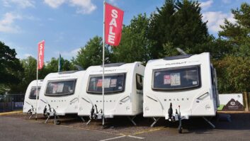 Caravans on a forecourt