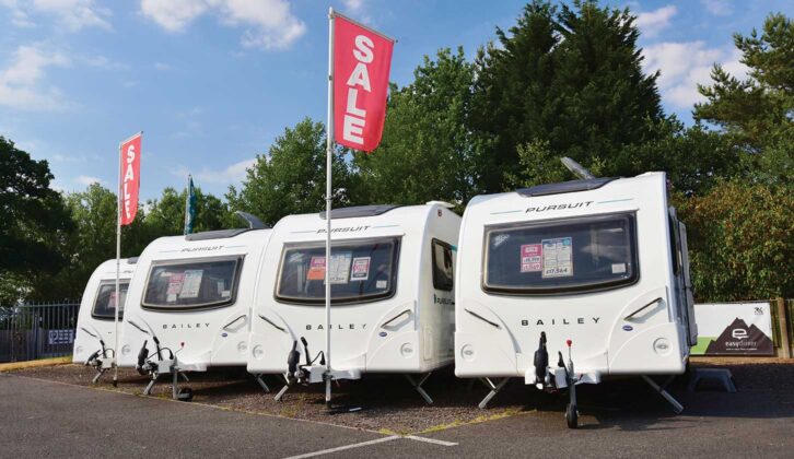 Caravans on a forecourt