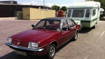 The Vauxhall Cavalier Mk1 hitched up to a caravan