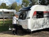 Looking into a Coachman Laser Xtra 480 through the window