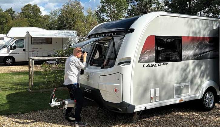 Looking into a Coachman Laser Xtra 480 through the window