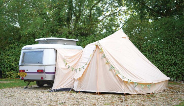 The Glawning set up by Lottie's caravan in daylight
