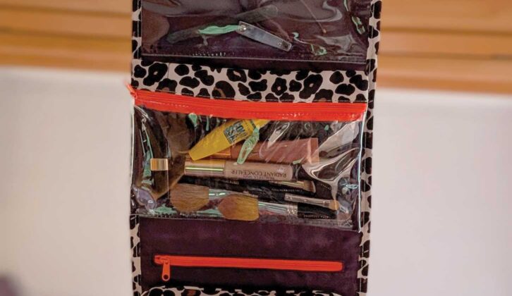 Lottie's leopard print make-up bag