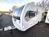 The Elddis Avante Apex 550 on a forecourt