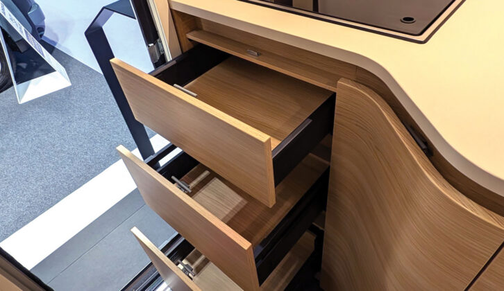 The drawers in the kitchen