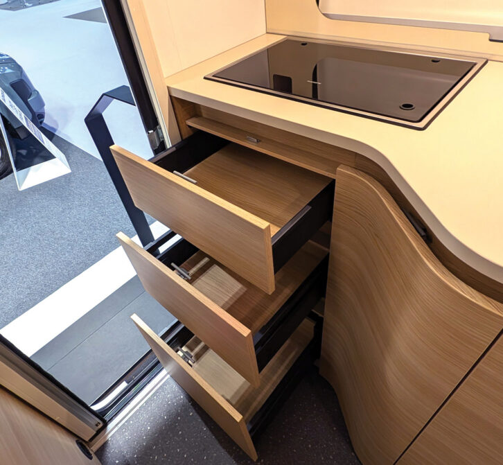 The drawers in the kitchen