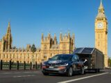 The Solar Butterfly in London in 2023 driving past Big Ben