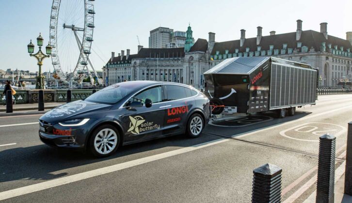 The Solar Butterfly in London in 2023 with the London Eye in the background