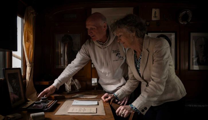 Henry and Arabella inside the caravans