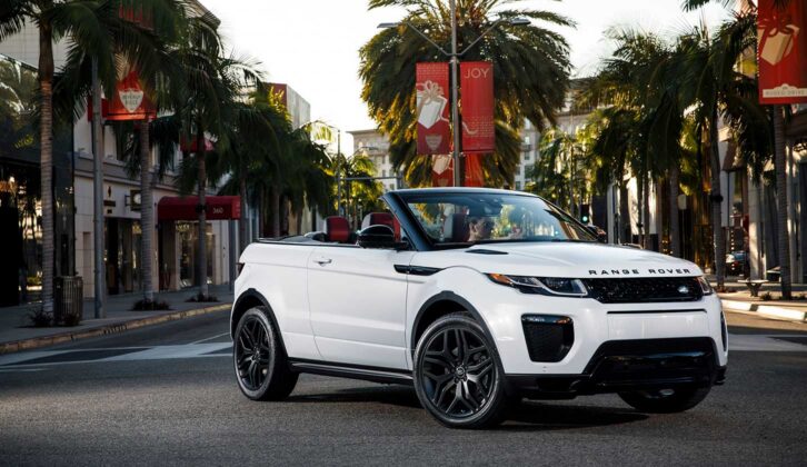 A white Range Rover Evoque Convertible
