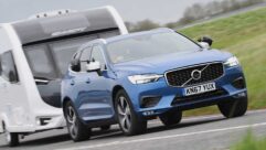 A Volvo XC60 towing a caravan