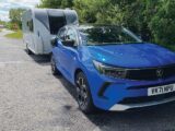 The Vauxhall Grandland hitched up to a caravan