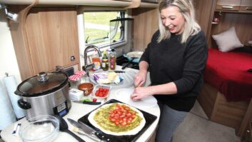 Cooking in a caravan kitchen