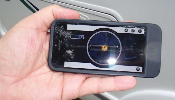 Using a levelling app on a smartphone