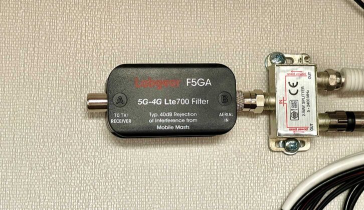 The filter unit attached to the co-ax adaptor