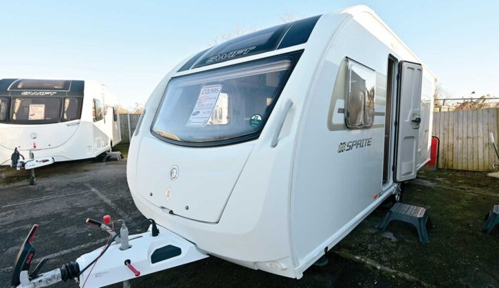 The 2015 Sprite Major 4 SB on a dealer forecourt