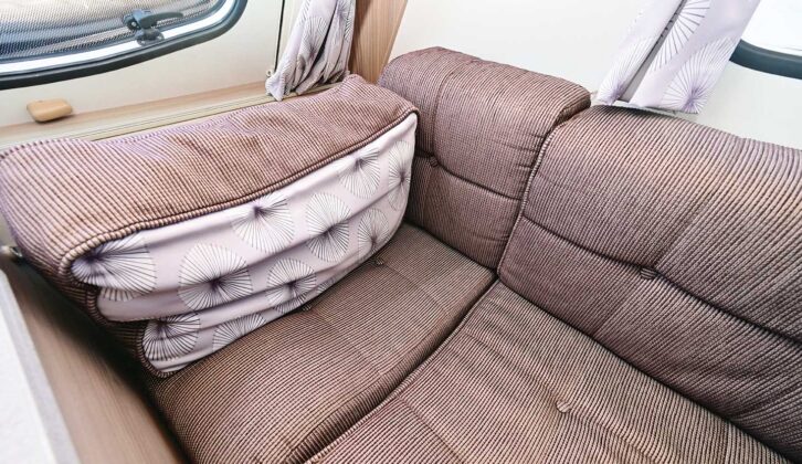 The upholstery of one of the Sprite's settees