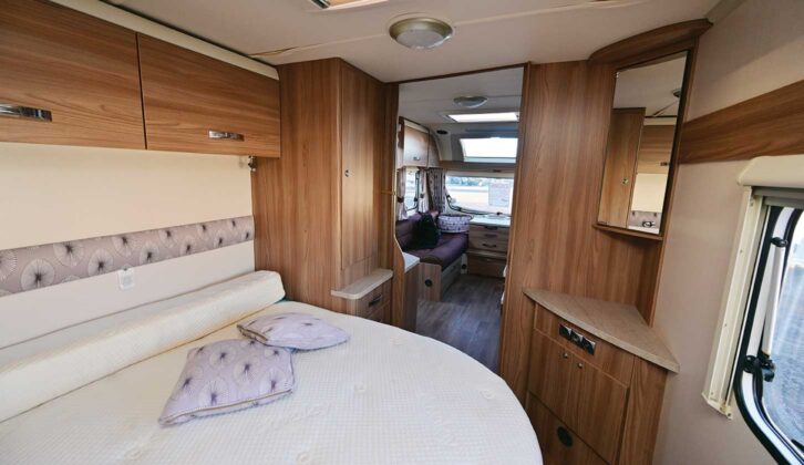 The fixed bed in the caravan