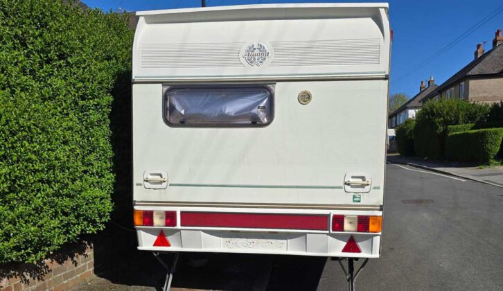 The caravan from the rear on the street