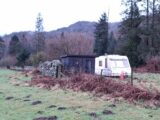 A caravan at the illegal campsite