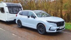 The Honda CR-V hitched up to a van