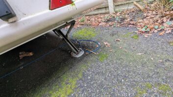 The rear corner of the caravan