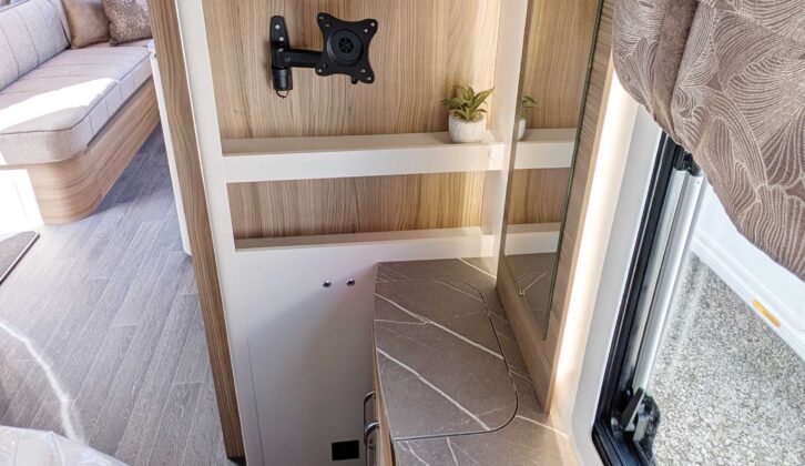 The TV bracket in the bedroom
