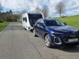 The Audi Q5 hitched up to a caravan