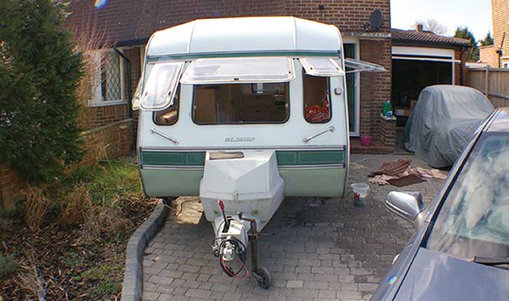 A caravan on a driveway