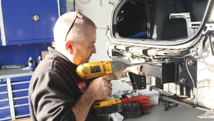 A towbar being fitted