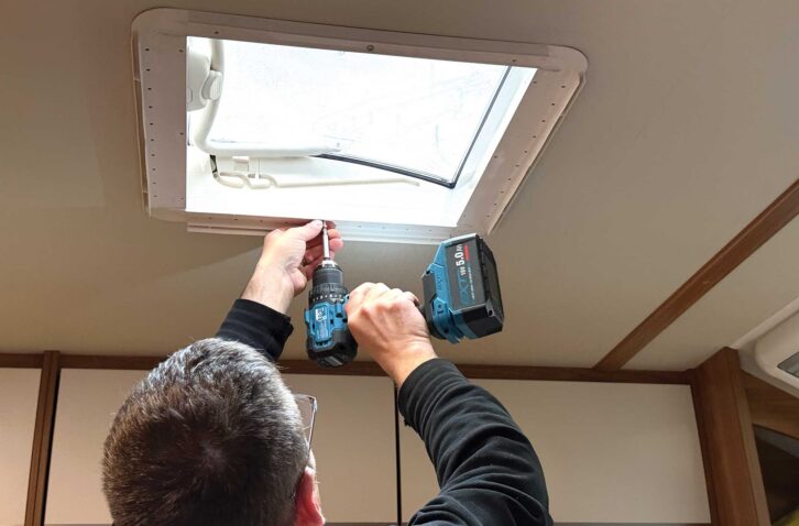 Removing the rooflight from inside the 'van