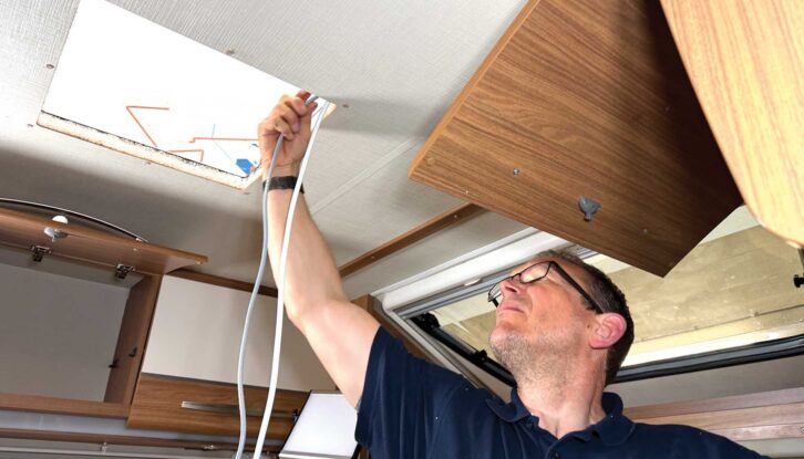 Pulling the cables through