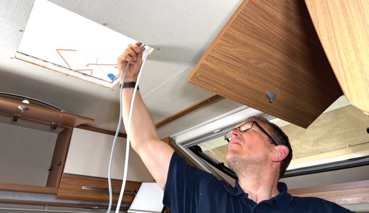 Pulling the cables through