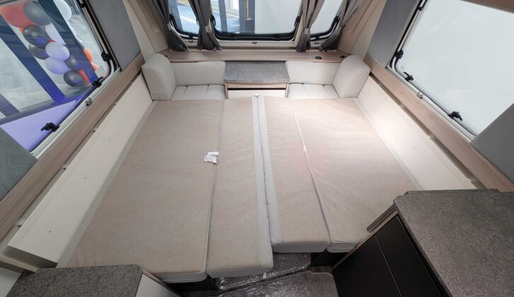 The bed made up from the sofas