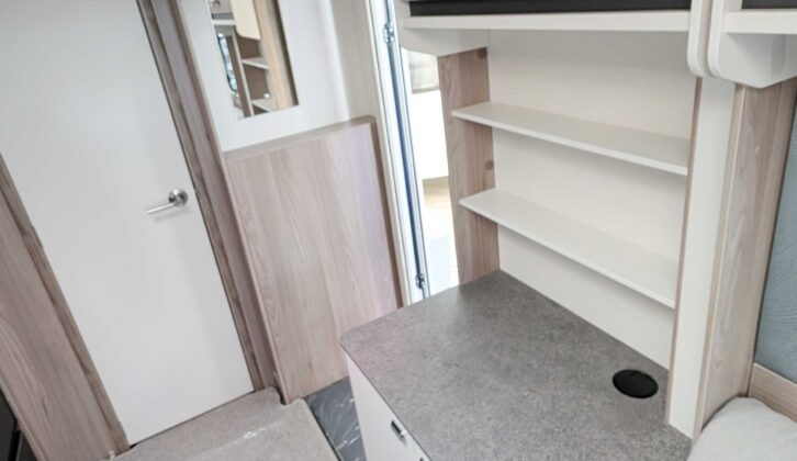 The sideboard and overhead cupboard in the tourer