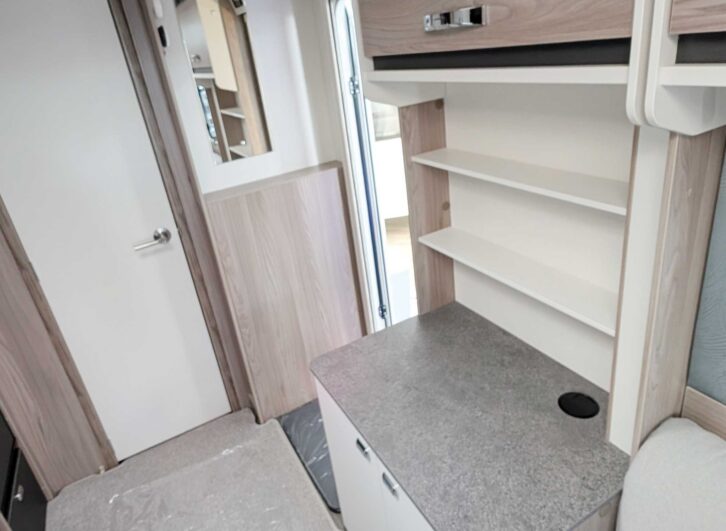 The sideboard and overhead cupboard in the tourer