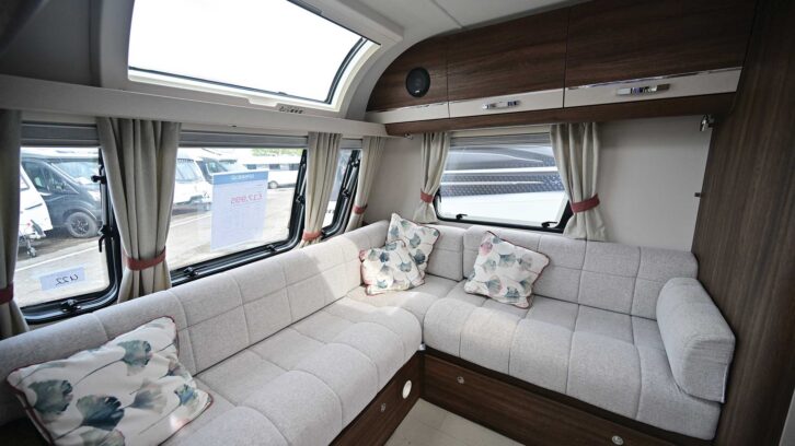 The L-shaped front lounge