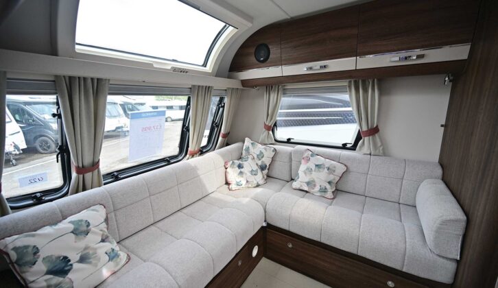 The L-shaped front lounge