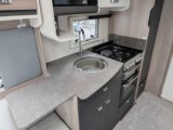 The Challenger's kitchen with the worktop extension in place