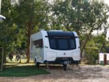 The Coachman Laser 480 Xtra on a pitch